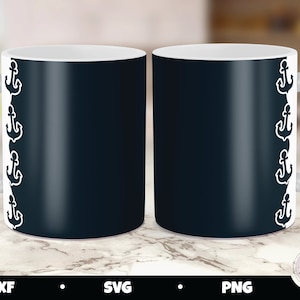 Anchor mug press, anchor mug svg, coffee cup svg, cricut mug press svg, infusible ink svg, 15 oz mug template, 12 oz mug template