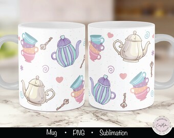 Tea mug sublimation, tea mug png, tea sublimation, Tea Party mug png, mug sublimation png, tea mug press, 12oz sublimation, 15oz sublimation