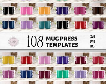 108 Cricut Mug Press Templates: Infuse Ink Designs (SVG, PNG, DXF)