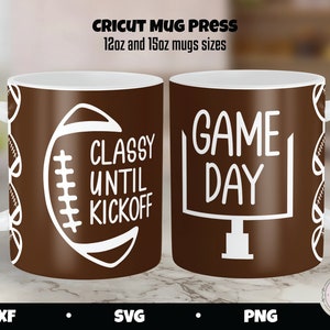 Cricut Becherpresse, Fußball Becher Wrap, edel bis Kickoff, Spieltag Becher SVG, Fußball Mama SVG, Kaffeebecher Sublimation
