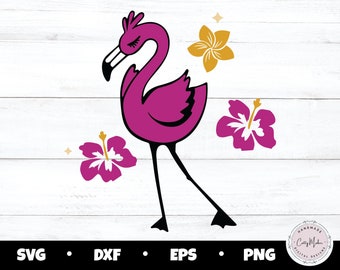 Tropical Flamingo SVG, Hawaii Clipart, Beach Vacation PNG (Digital Download)