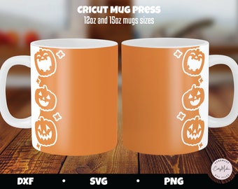 Halloween Mug Press SVG, Spiders, Ghosts, Pumpkins (Digital Download)
