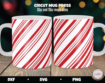 Zuckerstange Mug Wrap SVG, Weihnachtstasse Design (digitaler Download)