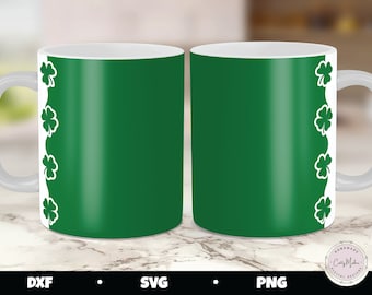 Shamrock Mug Press SVG, Clover Border Design (Digital Download)
