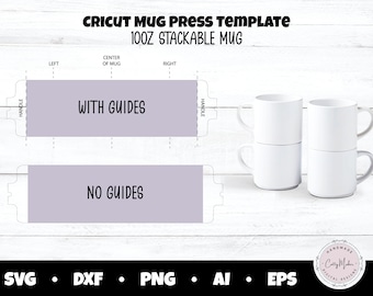 10oz Stackable Mug Press Template, Cricut, Illustrator (Digital Download)