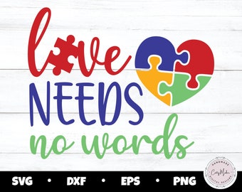 Autism svg, autismmedvetenhet svg, kärlek har inga ord svg, autism mamma svg, autism hjärta svg, autism skjorta svg, autism sublimering png