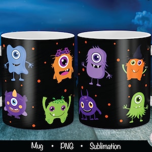 Halloween sublimation, Monster mug png, halloween mug png, mug sublimation, coffee cup png, 11oz mug, 12oz sublimation, 15oz sublimation