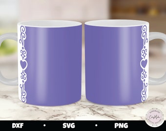 Heart Border Mug SVG, Cricut Mug Press Template (Digital Download)