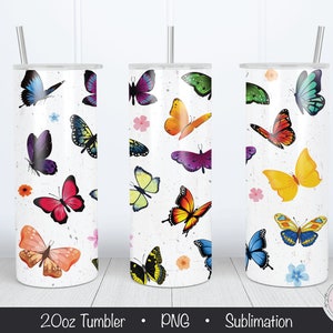 Butterfly Tumbler, Butterfly Sublimation, Tumbler Sublimation, Skinny 20oz Tumbler Design, Summer Sublimation, Butterfly PNG