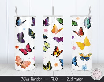 Sublimatieontwerp vlinderbeker, magere beker van 20 oz (png)