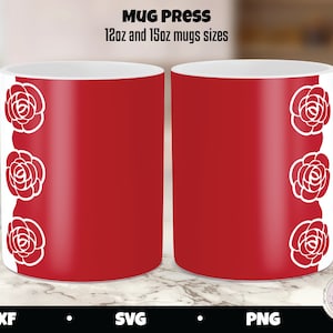 Cricut mug press svg, flowers mug press, cricut mug press template, mug press svg design, mug sublimation png, mug wrap svg