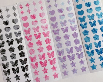 essential basic deco sticker sheet (butterfly, flower, stars, heart)