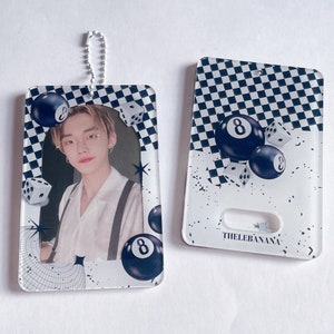 zwart-wit geruite dobbelstenen kpop acryl fotokaarthouder sleutelhanger, Koreaans briefpapier, toploaders, polcos