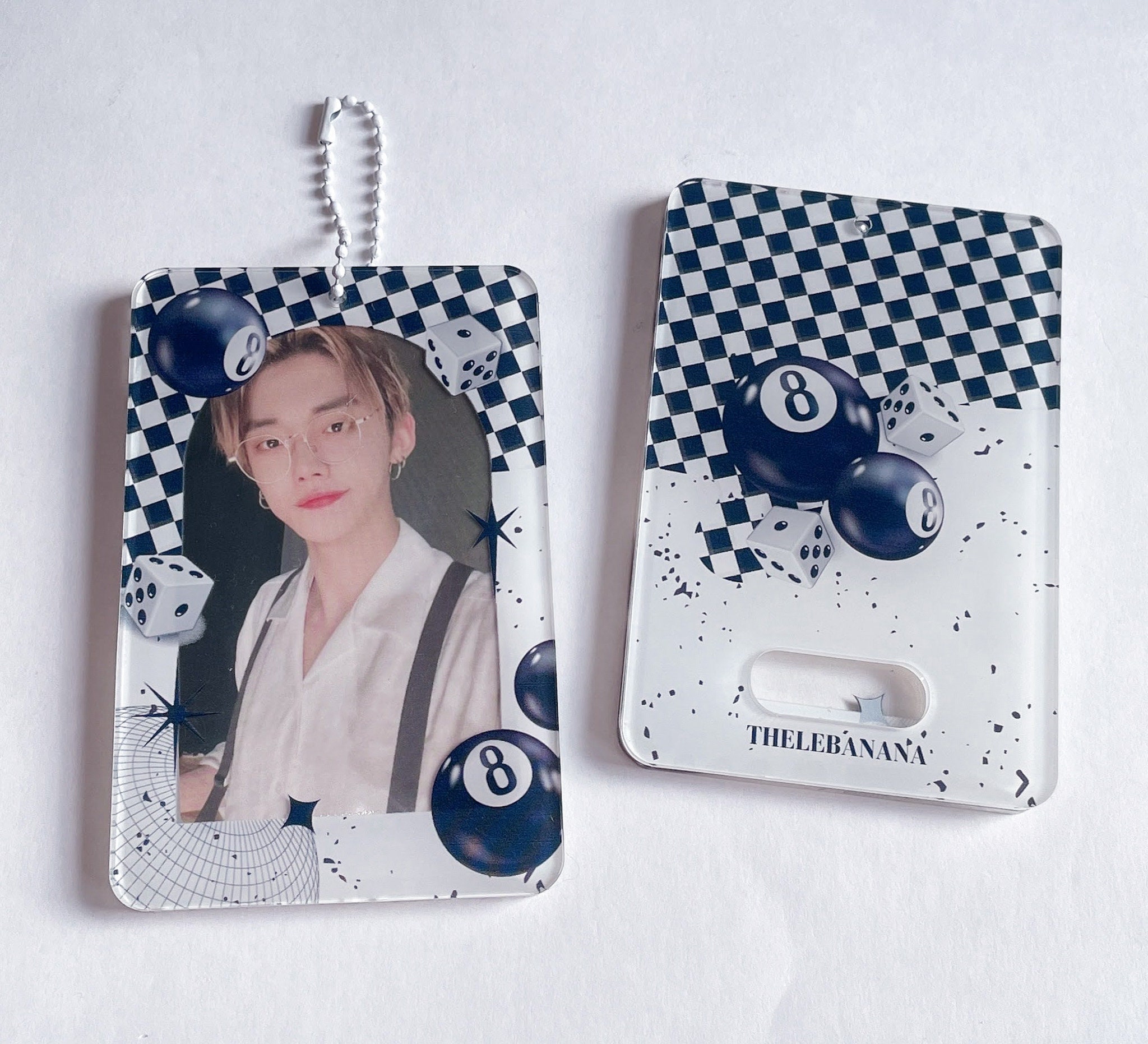 Black and White Checkered Dice Kpop Acrylic Photocard Holder