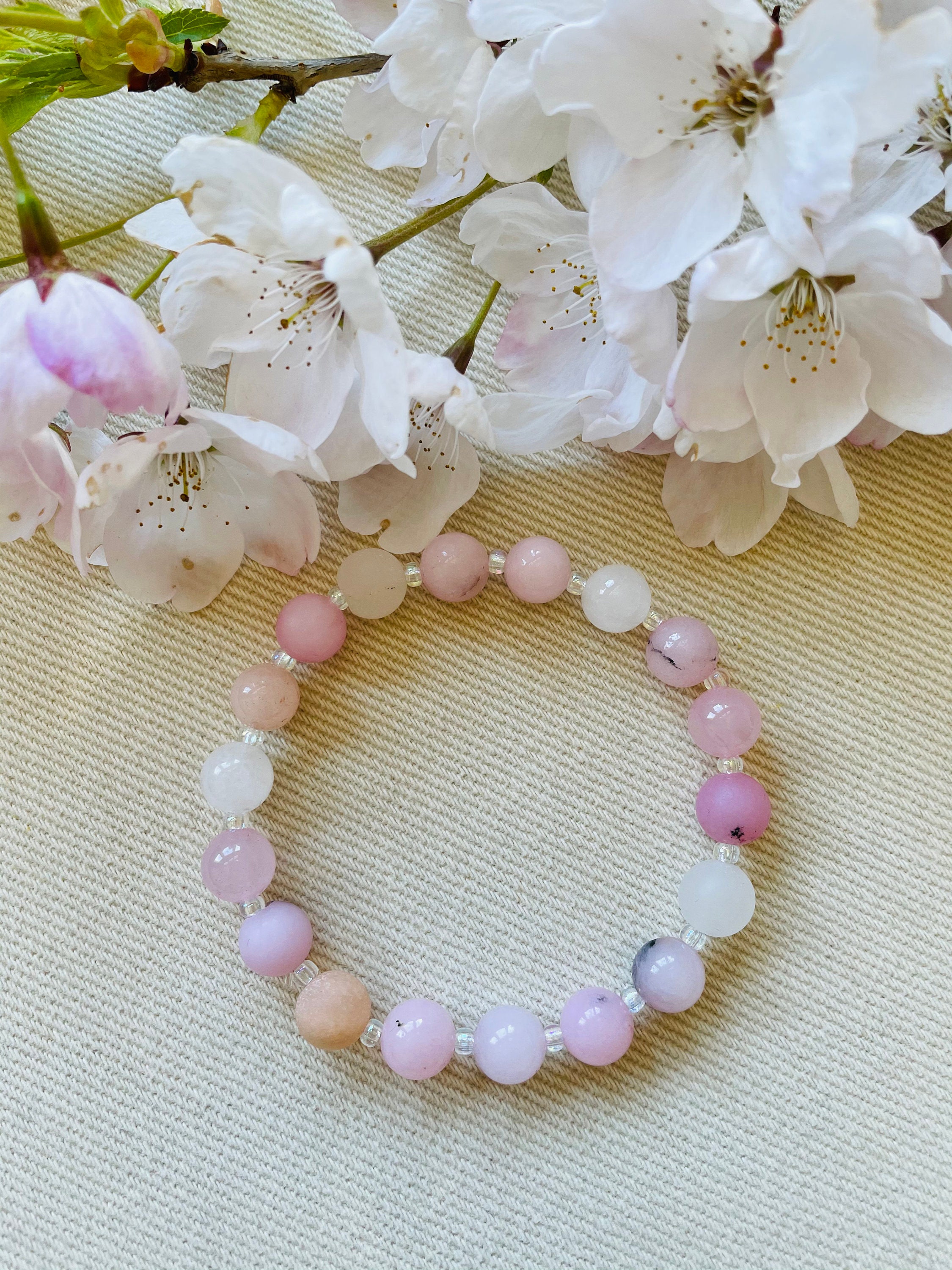 Calm Harmony, Mala, Energy Bracelet, Gemstones, White Jade, Cherry Blossom Jasper, Peach Aventurine, Rose Quartz, Mother's Day, Gift, Pink - Etsy Calm Harmony, Mala, Energy Bracelet, Gemstones, White Jade, Cherry Blossom Jasper, Peach Aventurine, Rose Quartz, Mother's Day, Gift, Pink - Etsy