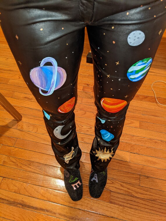 Galaxy Painted Leather Pants - Etsy
