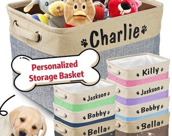 Personalized Foldable Pet Toy Storage Basket | Customized Kids Toy Organizer | Pet Toy Basket Storage Bin