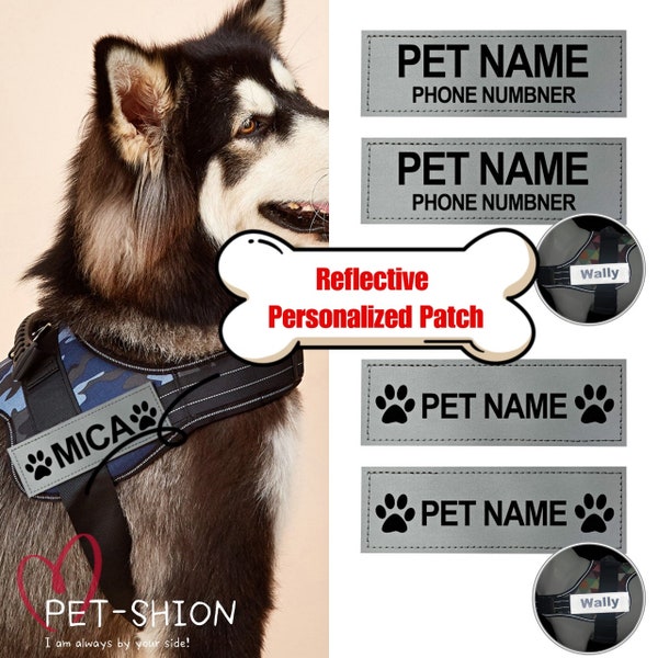 Patchs réfléchissants personnalisés pour gilet pour chien (1 paire) | Patchs réfléchissants pour chien d'assistance pour harnais | Patchs réfléchissants pour chien d'assistance