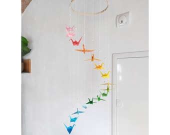 Origami Regenbogen Mobile XXL, Wohndeko Baby Mobile