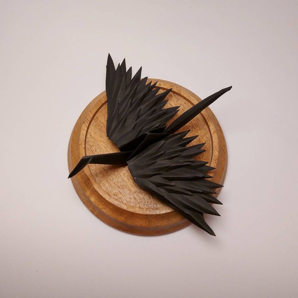Gefiederter Origami Kranich, schwarz, Geschenkidee