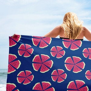 Tropical Watermelon Pink/Blue Beach Towel