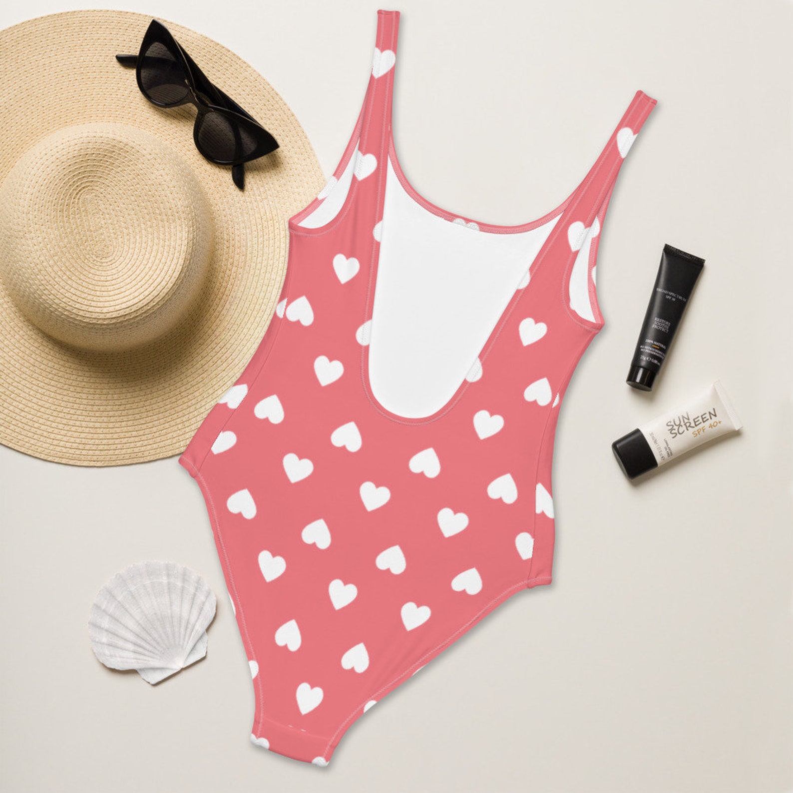 Heart Swimsuit/women's Swimsuit/pink Swimsuit/one Piece Swimsuit - Etsy