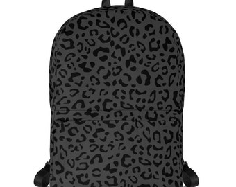 Black Leopard Print Backpack Dark Grey Cheetah Print Book Bag Classy ...