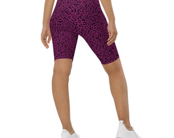 Berry Leopard Biker Shorts