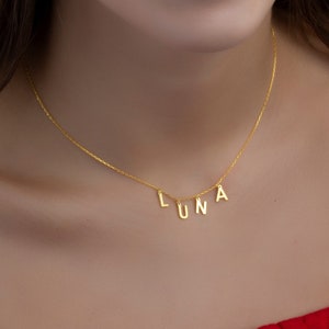 Custom Initial Name Necklace - Spaced Letter Name Necklace -Letter Name Necklace - Personalized Name Necklace - new year gift Christmas gift