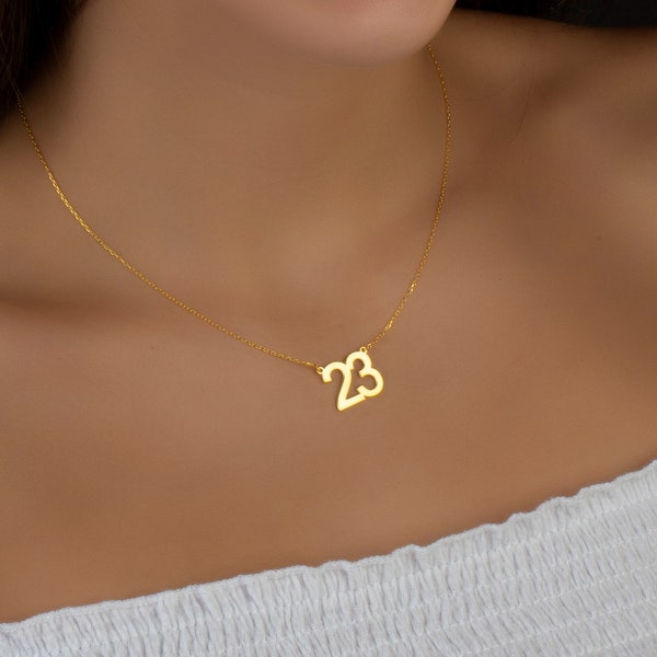 Personalized Number Necklace - Custom Number Necklace - Year Necklace -  Aria Number Year Necklace - Silver Necklace - Mothers day gift