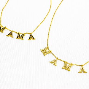 Letter Mama Necklace With Zircon - Initial Mama Necklace - Custom Necklace - Mother’s Day Gift - Mom Gift - Mother Necklace