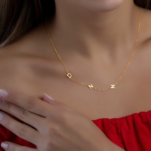 Sideway Initial Necklace - Letter Necklace - Personalized Initial Necklace - Custom Sideway Letter Necklace -Spaced Letter Necklace -