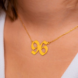 Old English Number Necklace - Personalized Number Necklace - Custom Number  - Silver Necklace - Gothic Number  Year Necklace Valentines gift