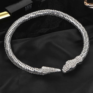 Silver Snake Choker: Bohemian Steel Serpent Necklace
