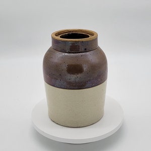 Antique Stoneware Canning Crock Chocolate Brown and Cream