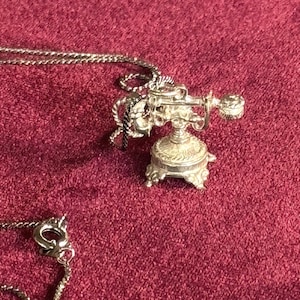 Vintage Sterling Silver French Telephone Charm Necklace