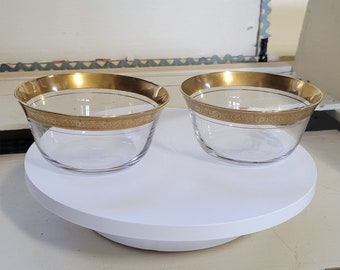 Vintage Tiffin Minton Optic Dessert Bowls Set of 2 Gold Encrusted Rims Very Elegant!