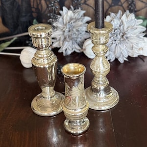 Lindos castiçais e vasos de vidro de mercúrio antigos e assustadores, bem a tempo para o Halloween