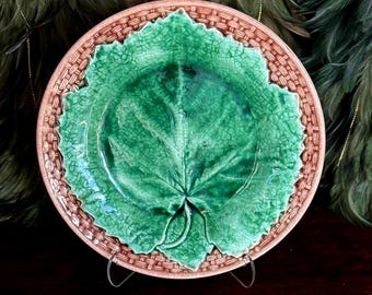 19世紀のグリフィン・スミス・ヒルのマジョリカ陶器のひまわり皿