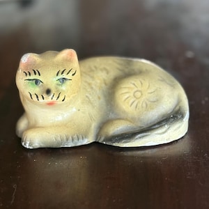 Adorable Vintage Cat Chalkware Figurine from the Mid 20th Century