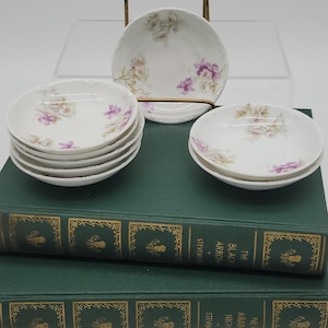 Antique Haviland Limoges Butter Pats: Purple Violets & White Roses