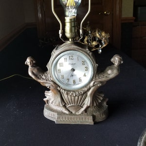 Antique Windsor Art Nouveau/Art Deco Figural Clock Lamp
