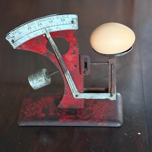 Vintage Mascot Egg Scale: Shabby Chic Chippy Red Paint, USA Made