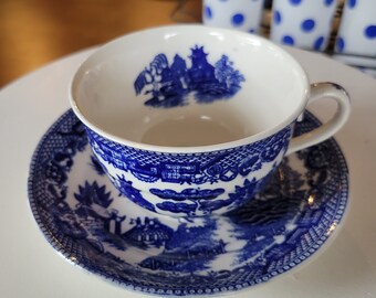 Vintage Japan Blue Willow Tea Cup & Saucer Set