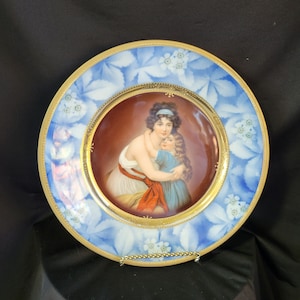 Antike Royal Vienna Portrait Platte: Mutter mit Kind, Goldvergoldet, spätes 1800 Jahre