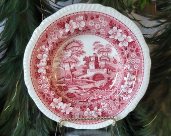 Vintage Copeland Spode Tower Red Transfer Ware Soup Bowl, Near Mint!
