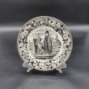 Early 1800&#39;s Choisy French Faience Black Transferware Plate