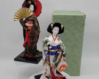 Vintage Japanese Geisha Dolls - Mid Century with Original Box