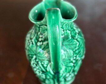 Victorian Wedgwood Majolica Grape Pitcher - Green Glaze, England