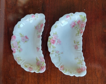 Haviland Limoges Pink Rose Bone Dishes - Set of 2